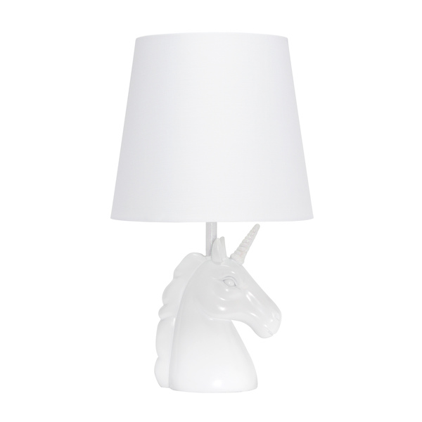 Simple Designs Simple Designs Sparkling Iridescent and White Unicorn Table Lamp LT1078-IRD